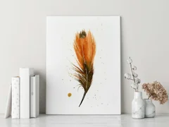 Image of a feather watercolor painting by Shayna Larsen, originals & prints available