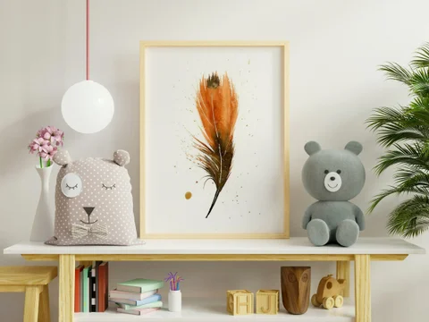 Image of a feather watercolor painting by Shayna Larsen, originals & prints available