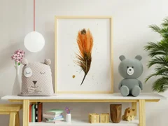 Image of a feather watercolor painting by Shayna Larsen, originals & prints available