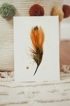 Image of a feather watercolor painting by Shayna Larsen, originals & prints available