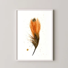 Image of a feather watercolor painting by Shayna Larsen, originals & prints available