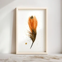 Image of a feather watercolor painting by Shayna Larsen, originals & prints available