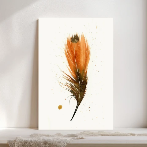 Image of a feather watercolor painting by Shayna Larsen, originals & prints available