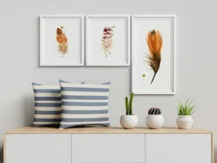 Image of a feather watercolor painting by Shayna Larsen, originals & prints available