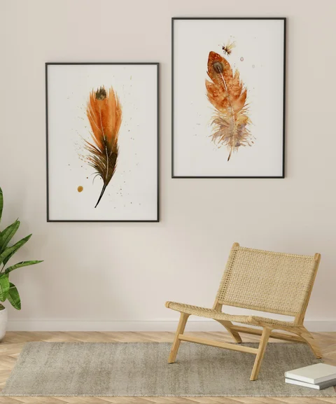 Image of a feather watercolor painting by Shayna Larsen, originals & prints available