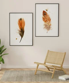 Image of a feather watercolor painting by Shayna Larsen, originals & prints available