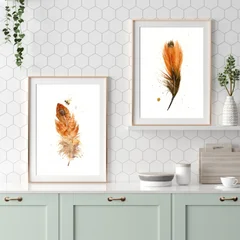 Image of a feather watercolor painting by Shayna Larsen, originals & prints available