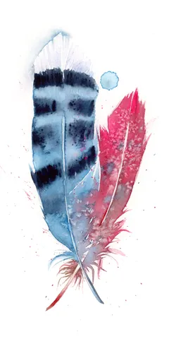 Image of a feather watercolor painting by Shayna Larsen, originals & prints available