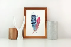 Image of a feather watercolor painting by Shayna Larsen, originals & prints available