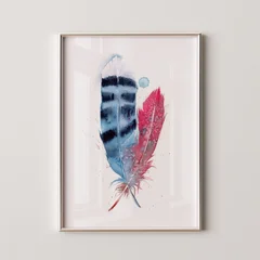 Image of a feather watercolor painting by Shayna Larsen, originals & prints available