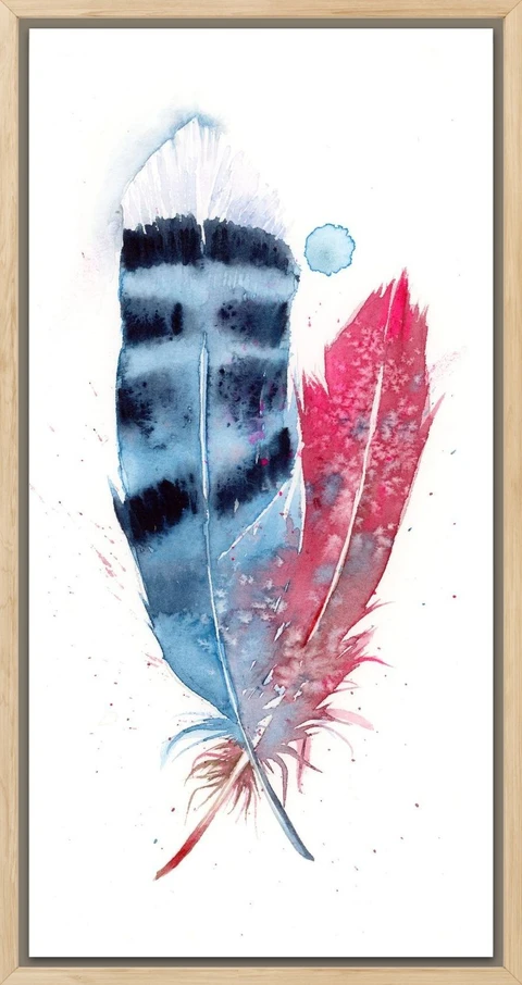 Image of a feather watercolor painting by Shayna Larsen, originals & prints available