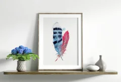Image of a feather watercolor painting by Shayna Larsen, originals & prints available