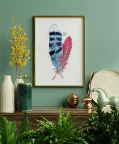 Image of a feather watercolor painting by Shayna Larsen, originals & prints available