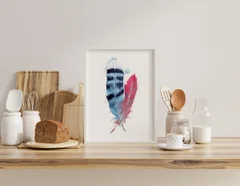 Image of a feather watercolor painting by Shayna Larsen, originals & prints available