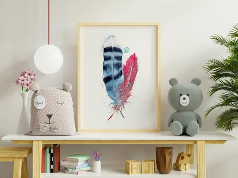 Image of a feather watercolor painting by Shayna Larsen, originals & prints available