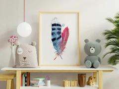 Image of a feather watercolor painting by Shayna Larsen, originals & prints available