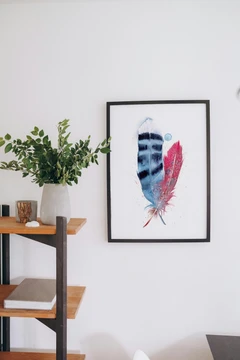 Image of a feather watercolor painting by Shayna Larsen, originals & prints available