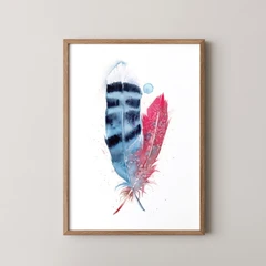 Image of a feather watercolor painting by Shayna Larsen, originals & prints available