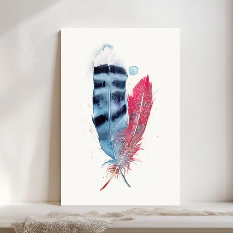 Image of a feather watercolor painting by Shayna Larsen, originals & prints available