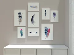 Image of a feather watercolor painting by Shayna Larsen, originals & prints available