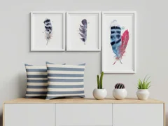 Image of a feather watercolor painting by Shayna Larsen, originals & prints available