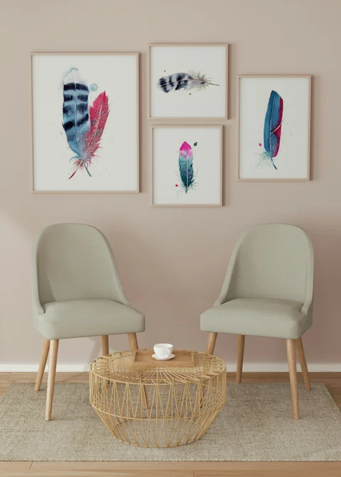 Image of a feather watercolor painting by Shayna Larsen, originals & prints available