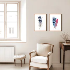 Image of a feather watercolor painting by Shayna Larsen, originals & prints available