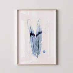 Image of a feather watercolor painting by Shayna Larsen, originals & prints available