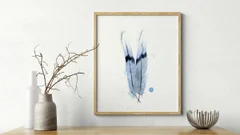 Image of a feather watercolor painting by Shayna Larsen, originals & prints available