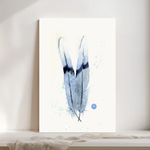 Image of a feather watercolor painting by Shayna Larsen, originals & prints available