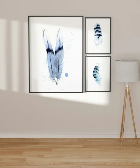 Image of a feather watercolor painting by Shayna Larsen, originals & prints available