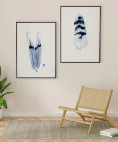 Image of a feather watercolor painting by Shayna Larsen, originals & prints available