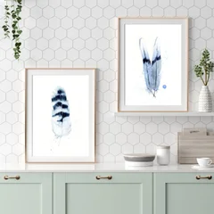 Image of a feather watercolor painting by Shayna Larsen, originals & prints available