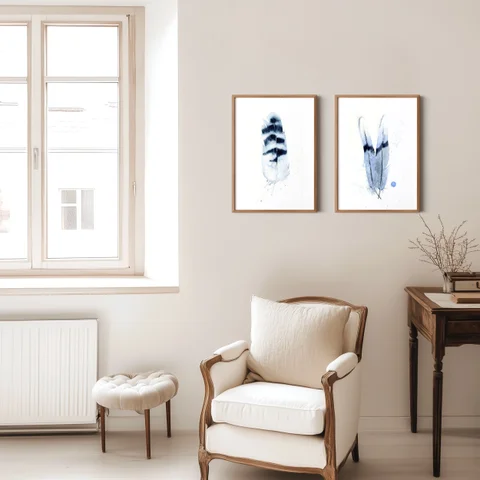 Image of a feather watercolor painting by Shayna Larsen, originals & prints available