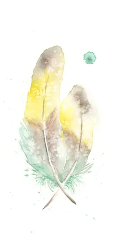 Image of a feather watercolor painting by Shayna Larsen, originals & prints available