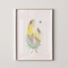 Image of a feather watercolor painting by Shayna Larsen, originals & prints available