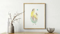 Image of a feather watercolor painting by Shayna Larsen, originals & prints available