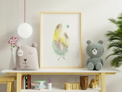 Image of a feather watercolor painting by Shayna Larsen, originals & prints available