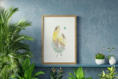 Image of a feather watercolor painting by Shayna Larsen, originals & prints available