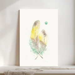 Image of a feather watercolor painting by Shayna Larsen, originals & prints available