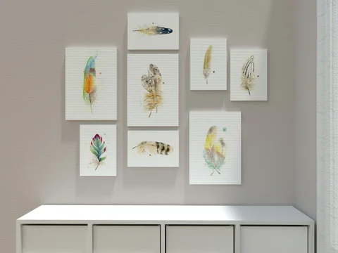 Image of a feather watercolor painting by Shayna Larsen, originals & prints available
