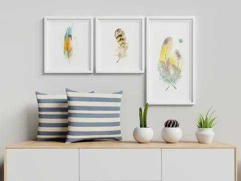 Image of a feather watercolor painting by Shayna Larsen, originals & prints available