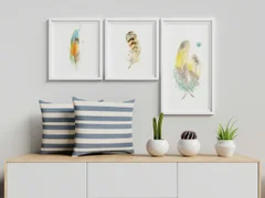 Image of a feather watercolor painting by Shayna Larsen, originals & prints available