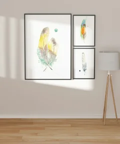 Image of a feather watercolor painting by Shayna Larsen, originals & prints available