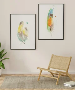 Image of a feather watercolor painting by Shayna Larsen, originals & prints available