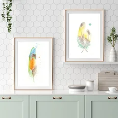 Image of a feather watercolor painting by Shayna Larsen, originals & prints available