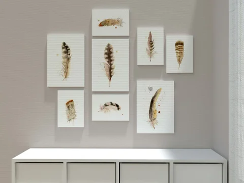 Image of a feather watercolor painting by Shayna Larsen, originals & prints available