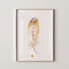 Image of a feather watercolor painting by Shayna Larsen, originals & prints available