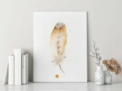 Image of a feather watercolor painting by Shayna Larsen, originals & prints available