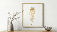 Image of a feather watercolor painting by Shayna Larsen, originals & prints available